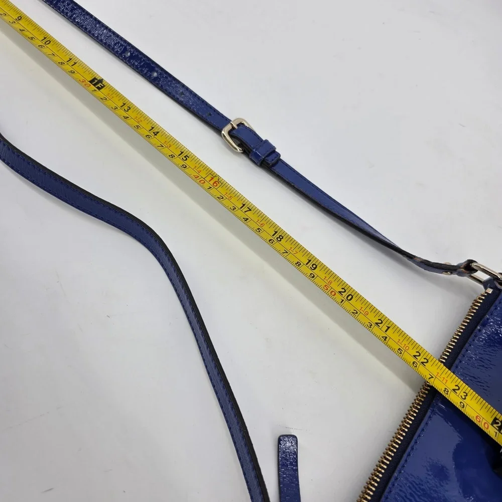 Kate Spade Cobalt Blue Patent Leather Crossbody Bag Gold Hardware Glossy Purse